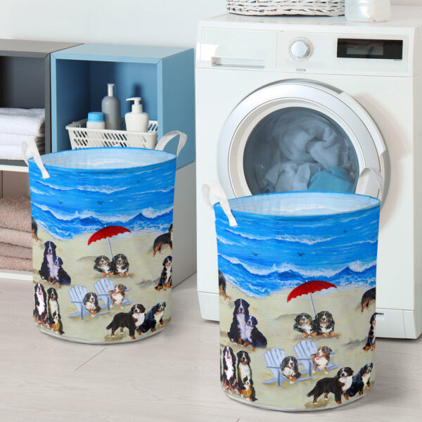 Bernese Mountain In Beach – Laundry Basket – Dog Laundry Basket – Mother Gift – Gift For Dog Lovers