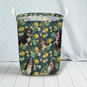 Bernese Mountain In Pineapple Tropical Pattern Laundry Basket Dog Laundry Basket Mother Gift Gift For Dog Lovers 3