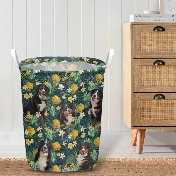 Bernese Mountain In Pineapple Tropical Pattern Laundry Basket – Dog Laundry Basket – Mother Gift – Gift For Dog Lovers