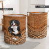 Bernese Mountain Rattan Texture Laundry Basket – Dog Laundry Basket – Mother Gift – Gift For Dog Lovers