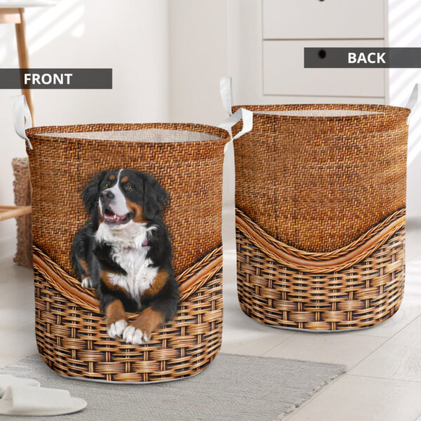 Bernese Mountain Rattan Texture Laundry Basket – Dog Laundry Basket – Mother Gift – Gift For Dog Lovers
