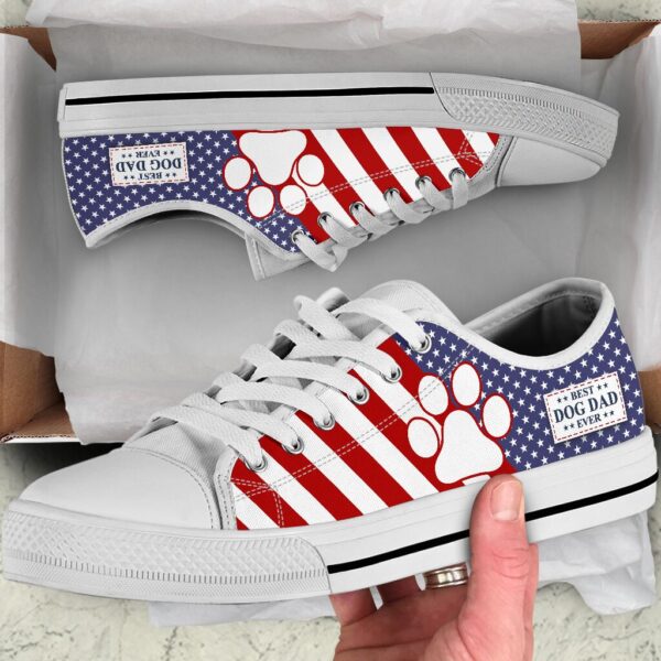 Best Dog Dad Ever Usa Flag Low Top Shoes – Sneaker For Dog Walking – Best Gift For Dog Mom