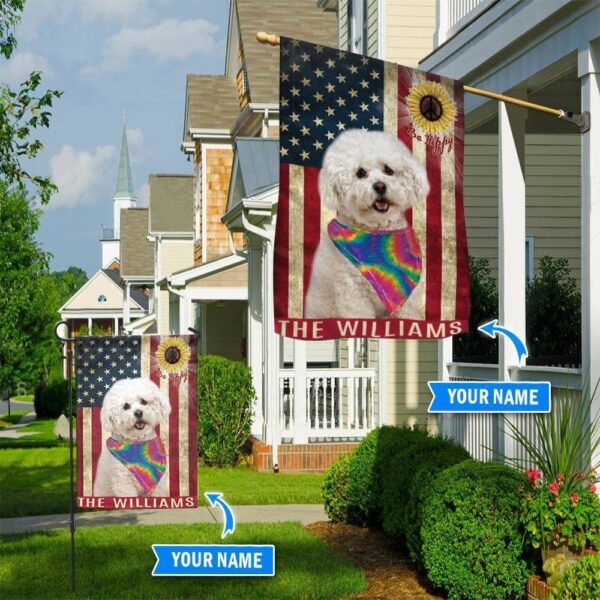 Bichon Frisé Hippie Personalized Flag – Garden Dog Flag – Dog Flag For House