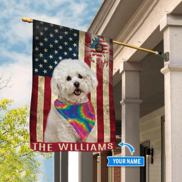 Bichon Frisé Hippie Personalized House Flag – Garden Dog Flag – Dog Flag For House