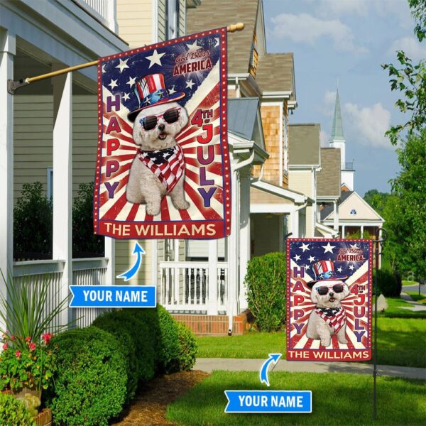 Bichon Frise´ God Bless America – 4th Of July Personalized Flag – Garden Dog Flag – Dog Flag For House