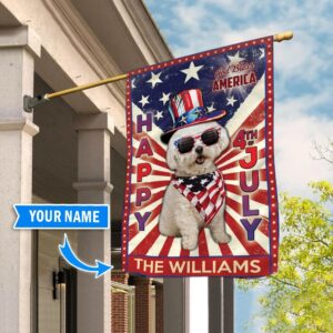 Bichon Frise CC 81 God Bless America 4th Of July Personalized Flag Garden Dog Flag Dog Flag For House 2