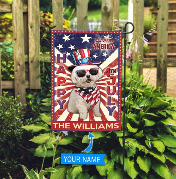 Bichon Frise´ God Bless America – 4th Of July Personalized Flag – Garden Dog Flag – Dog Flag For House