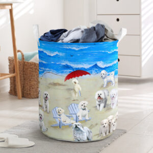Bichon Frise In Beach In Beach Laundry Basket Dog Laundry Basket Mother Gift Gift For Dog Lovers 1