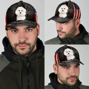 Bichon Frise On The American Flag Cap Hats For Walking With Pets Gifts Dog Hats For Relatives 3 oxxupm