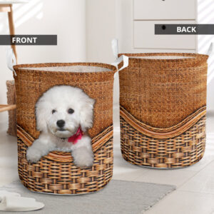 Bichon Frise Rattan Texture Laundry Basket…