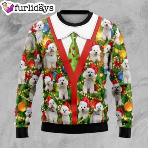 Bichon Xmas Pine Ugly Christmas Sweater…