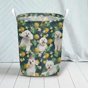 Bichons Frise In Pineapple Tropical Pattern Laundry Basket Dog Laundry Basket Mother Gift Gift For Dog Lovers 2