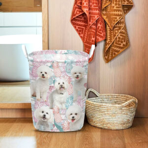 Bichons Frise In Summer Tropical With Leaf Seamless Laundry Basket Dog Laundry Basket Mother Gift Gift For Dog Lovers 1