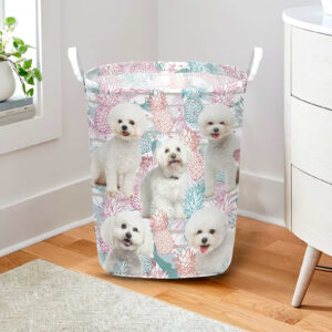 Bichons Frise In Summer Tropical With Leaf Seamless Laundry Basket Dog Laundry Basket Mother Gift Gift For Dog Lovers 2