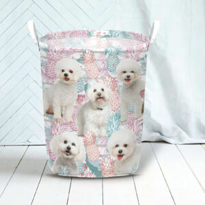 Bichons Frise In Summer Tropical With Leaf Seamless Laundry Basket Dog Laundry Basket Mother Gift Gift For Dog Lovers 3