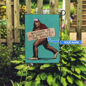 Bigfoot Welcome To Our Happy Place Personalized Garden Flag Garden Flags Outdoor Outdoor Decoration 2