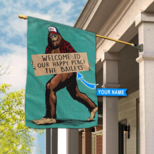 Bigfoot Welcome To Our Happy Place Personalized Garden Flag Garden Flags Outdoor Outdoor Decoration 3