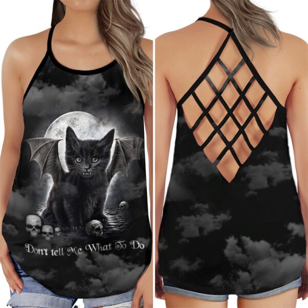 Black Cat Amazing Open Back Camisole Tank Top – Fitness Shirt For Women – Exercise Shirt