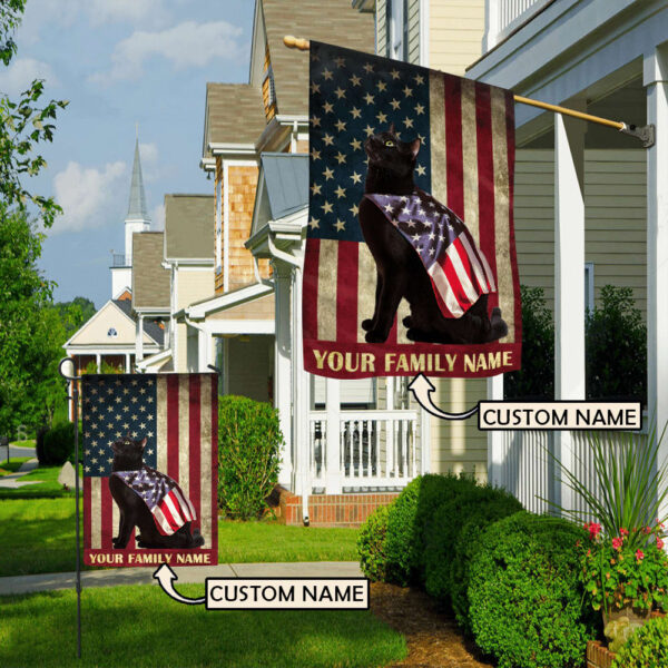Black Cat & American Personalized Flag – Custom Cat Flags – Cat Lovers Gifts for Him or Her