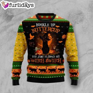 Black Cat Buttercup Halloween Sweater –…