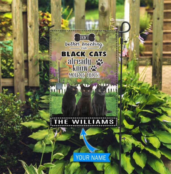 Black Cat Don’t Bother Knocking Personalized Flag – Custom Cat Flags – Cat Lovers Gifts for Him or Her