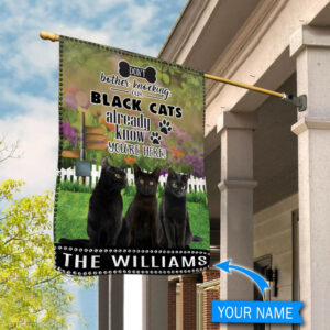 Black Cat Don t Bother Knocking Personalized Flag Custom Cat Flags Cat Lovers Gifts for Him or Her 3