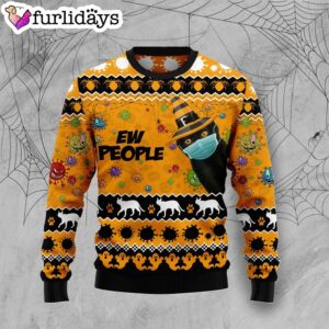 Black Cat Ew People Halloween Sweater…