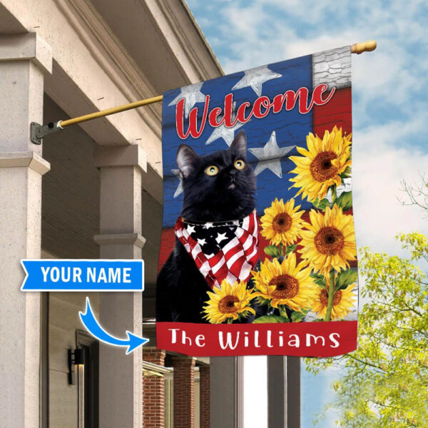 Black Cat Garden Personalized Flag – Custom Cat Flags – Cat Lovers Gifts for Him or Her