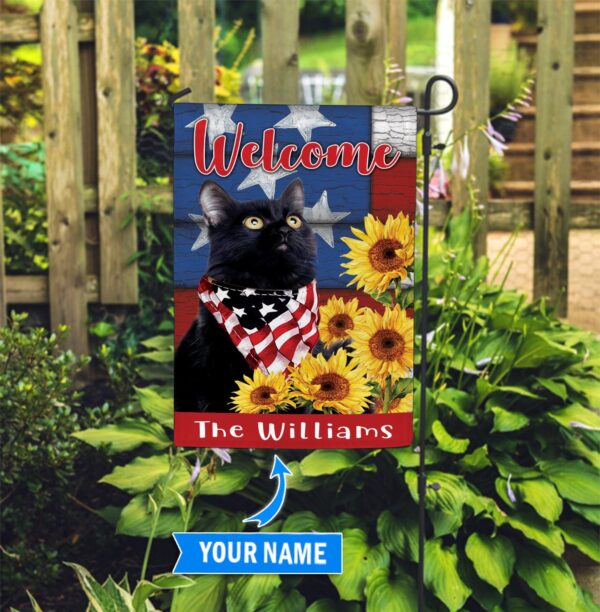 Black Cat Garden Personalized Flag – Custom Cat Flags – Cat Lovers Gifts for Him or Her