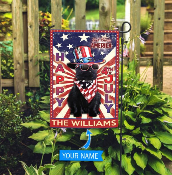 Black Cat God Bless America – 4th Of July Personalized Flag – Custom Cat Flags – Cat Lovers Gifts for Him or Her