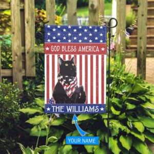 Black Cat God Bless America Personalized Flag Custom Cat Flags Cat Lovers Gifts for Him or Her 3