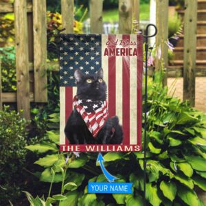 Black Cat God Bless America Personalized Garden Flag Custom Cat Flags Cat Lovers Gifts for Him or Her 2