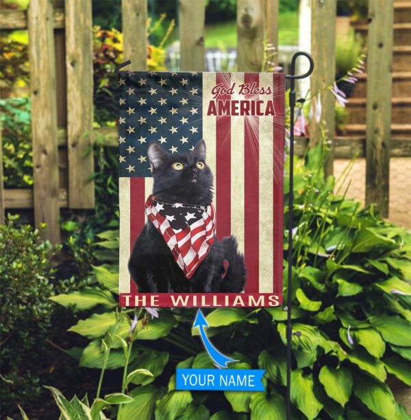 Black Cat God Bless America Personalized Garden Flag – Custom Cat Flags – Cat Lovers Gifts for Him or Her