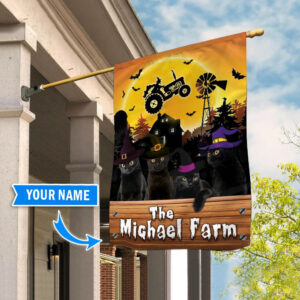 Black Cat Halloween Farm Personalized Flag Custom Cat Flags Cat Lovers Gifts for Him or Her 2