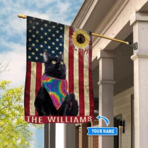 Black Cat Hippie Personalized Flag Custom Cat Flags Cat Lovers Gifts for Him or Her 3
