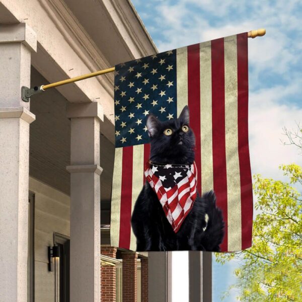 Black Cat House Flag – Cat Flags Outdoor – Cat Lovers Gifts for Him or Her