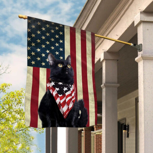 Black Cat House Flag – Cat Flags Outdoor – Cat Lovers Gifts for Him or Her