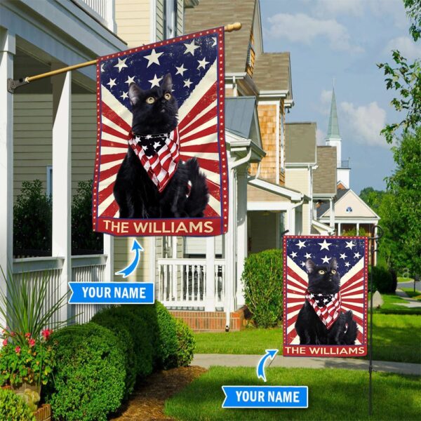 Black Cat House Personalized Flag – Custom Cat Flags – Cat Lovers Gifts for Him or Her