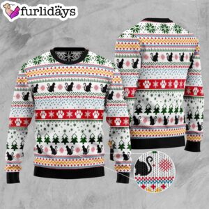 Black Cat Pattern Ugly Christmas Sweater Lover Xmas Sweater Gift Dog Memorial Gift 3