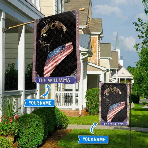 Black Cat Personalized House Flag – Custom Cat Flags – Cat Lovers Gifts for Him or Her