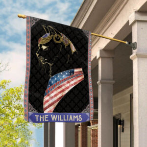 Black Cat Personalized House Flag Custom Cat Flags Cat Lovers Gifts for Him or Her 2