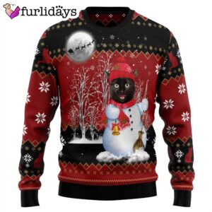Black Cat Snowman Ugly Christmas Sweater…