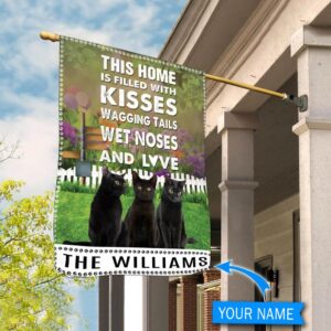 Black Cat This Home Is Filled With Kisses Personalized Flag Custom Cat Flags Cat Lovers Gifts for Him or Her 2