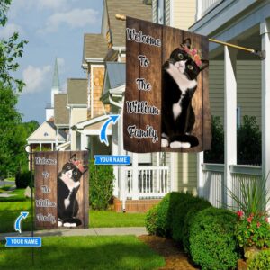 Black Cat Welcome Personalized Flag Custom Cat Flags Cat Lovers Gifts for Him or Her 1