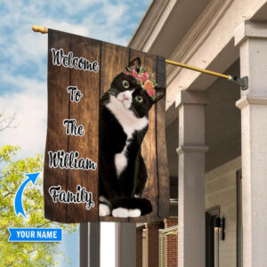 Black Cat Welcome Personalized Flag Custom Cat Flags Cat Lovers Gifts for Him or Her 2