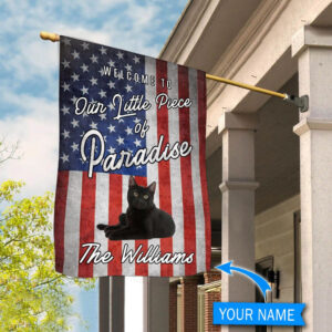 Black Cat Welcome To Our Paradise Personalized Flag Custom Cat Flags Cat Lovers Gifts for Him or Her 2