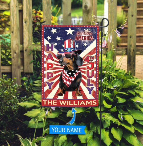 Black Dachshund God Bless America – 4th Of July Personalized Flag – Garden Dog Flag – Dog Flag For House
