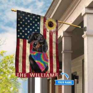 Black Dachshund Hippie Personalized Flag Garden Dog Flag Dog Flag For House 3