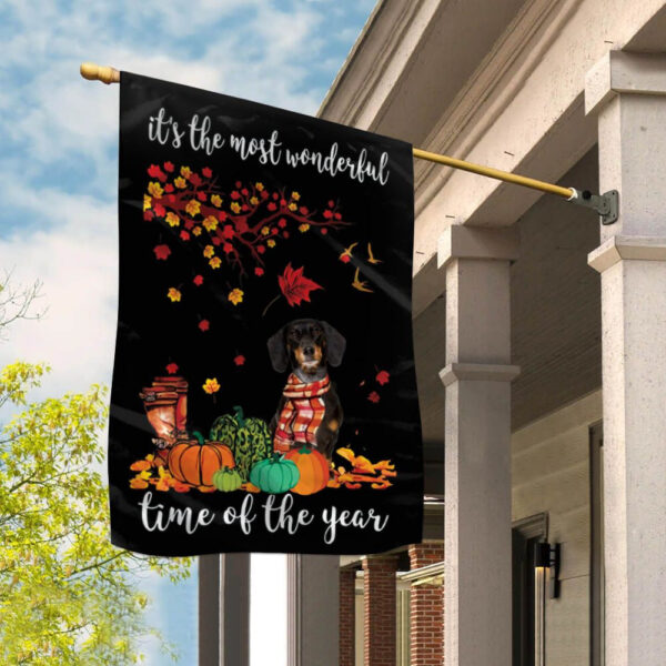 Black Dachshund It Is The Most Time Of The Year Flag – Dog Flags Outdoor – Dog Lovers Gifts for Him or Her