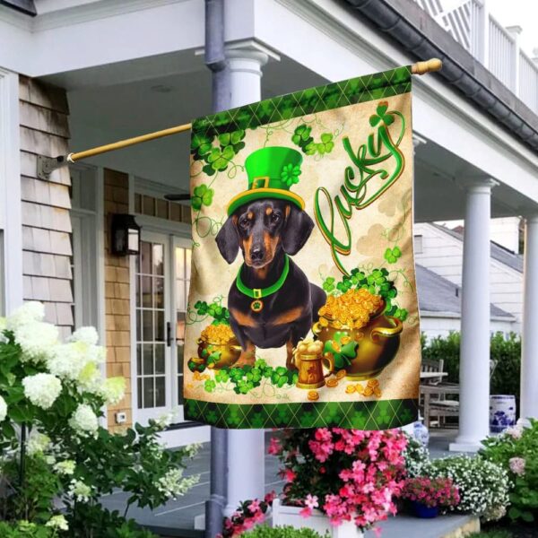 Black Dachshund St Patrick’s Day Garden Flag – Best Outdoor Decor Ideas – St Patrick’s Day Gifts